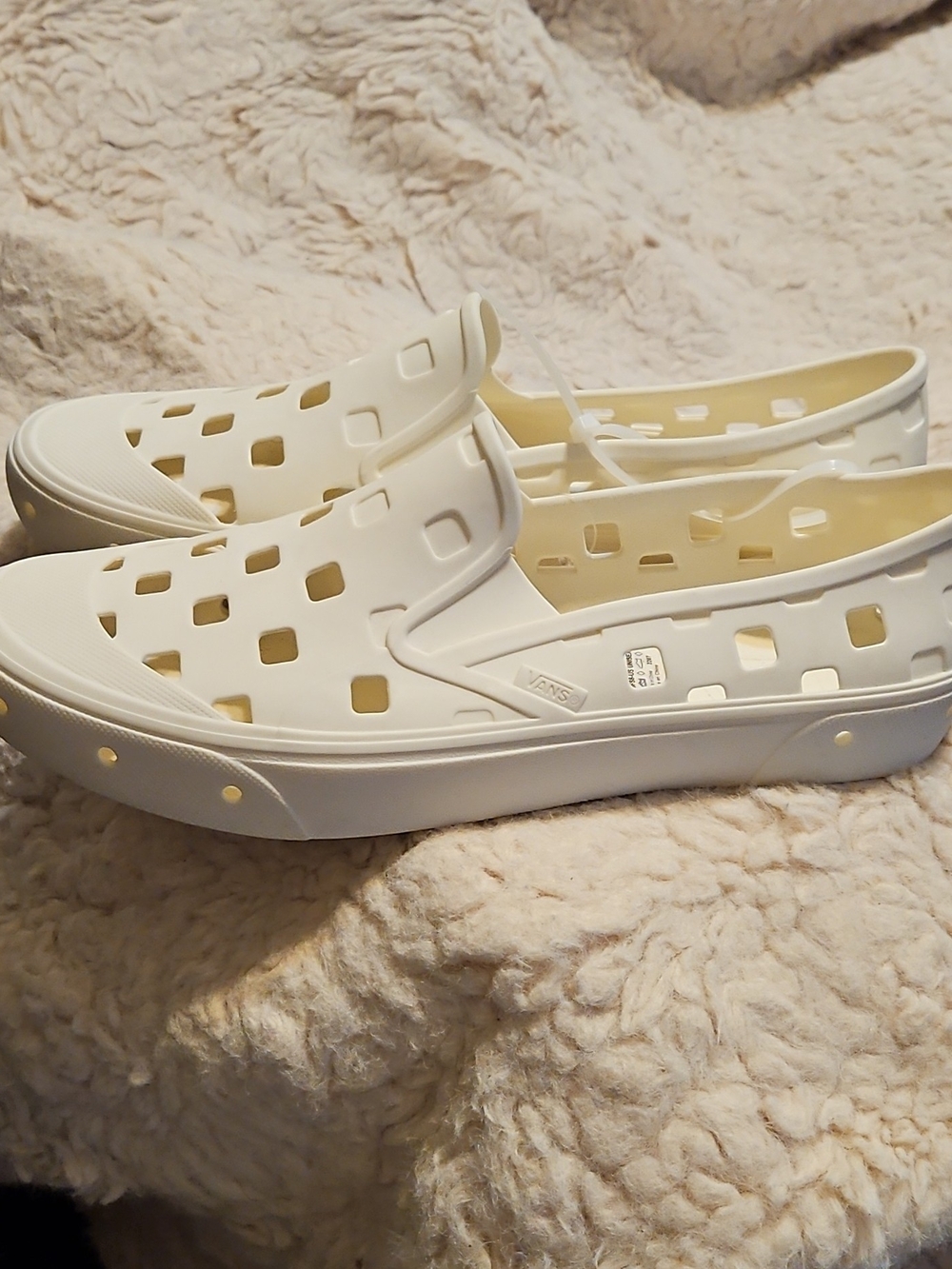 Vans Men's White Perforated Slip-On Platform Clog - Picture 1 of 11